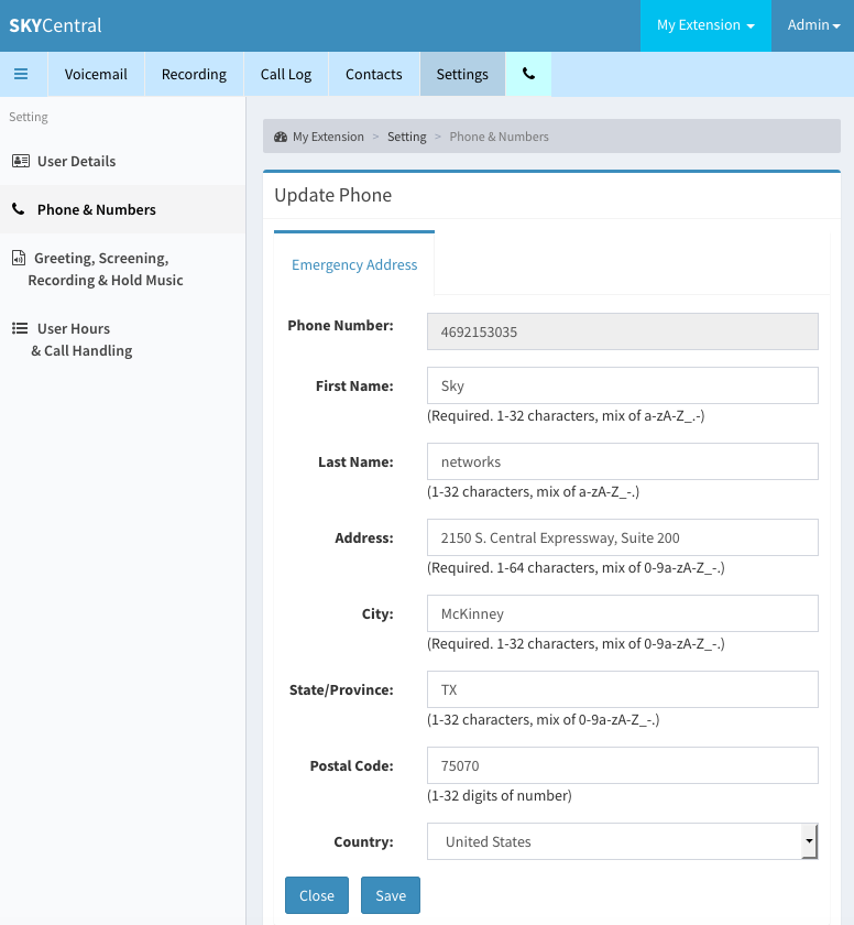 SkyCentralPhoneNumberDetails.png