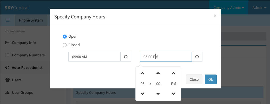 SkyCentralSpecifyCompanyHours.png